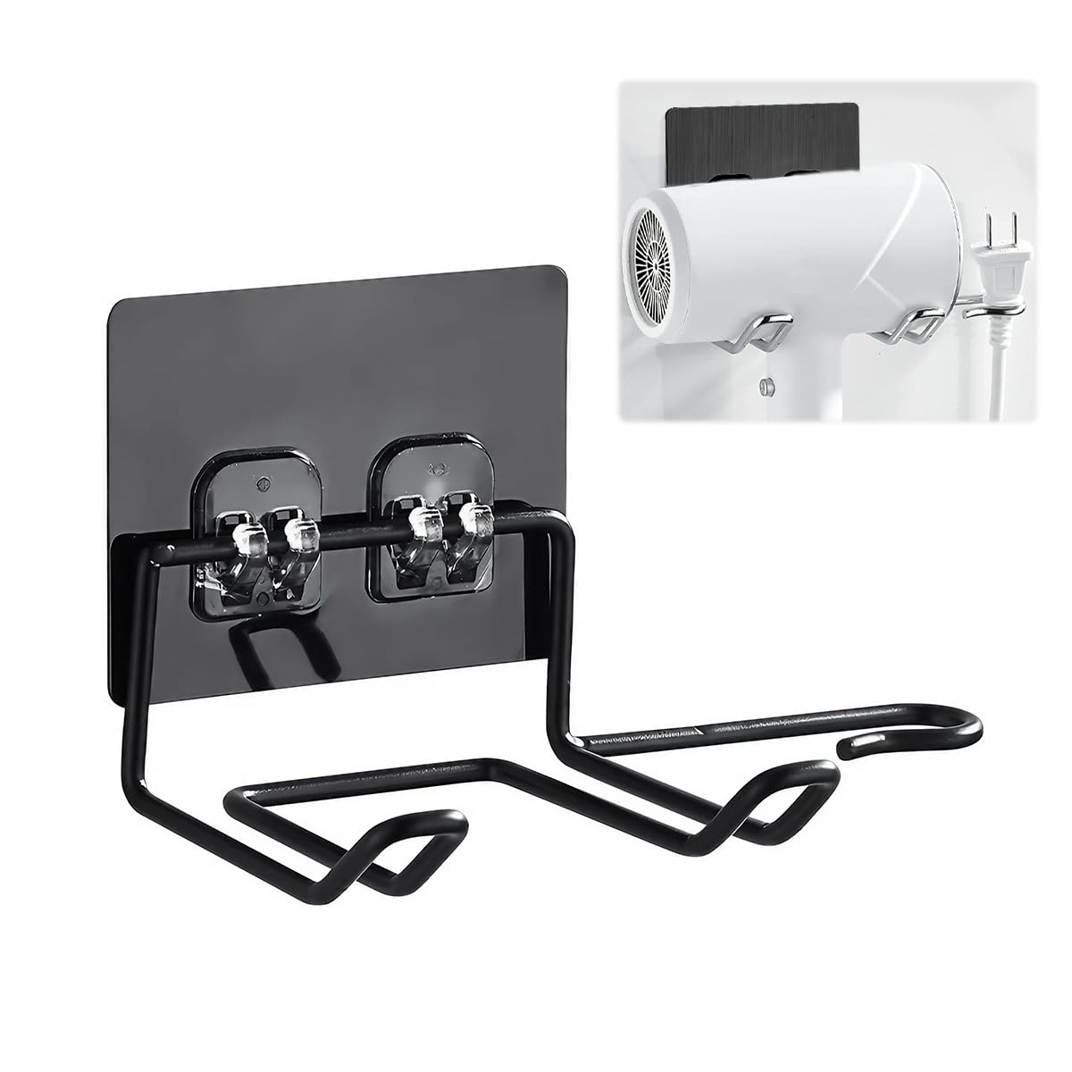 HASTHIP Hair Dryer Stand, Self Adhesive Wall Mounted Hair Dryer Rack Nail Free Installation Hair Dryer Organizer Stainless Steel Hair Dryer Rack, Black HASTHIP Hair Dryer Stand, Self Adhesive Wall Mounted Hair Dryer Rack Nail Free Installation Hair Dryer Organizer Stainless Steel Hair Dryer Rack, Black